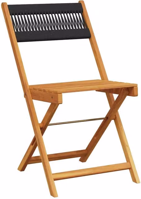 Berkfield Home Beautiful 3 Piece Bistro Set in Black Polypropylene and Tan Oiled Acacia Wood