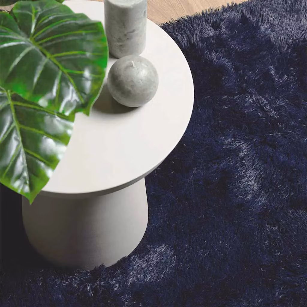 Berkfield Home NAVARRA Navy Blue Shaggy High Pile Polyester Square Rug, W/D/H: 160 x 160 x 1 cm – 5