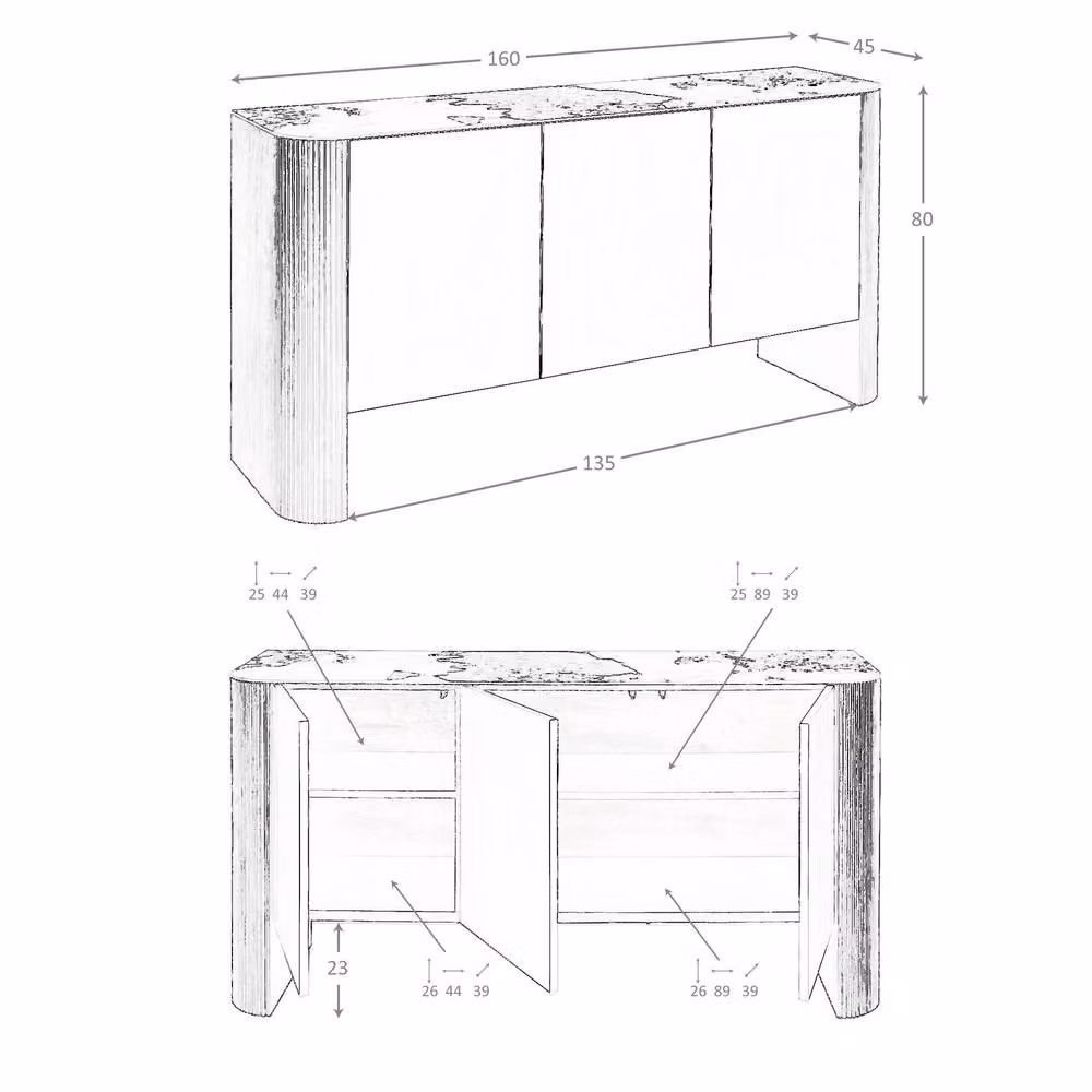 Angel Cerda Modern Lacquered MDF Sideboard with Walnut Legs in Silver – 5
