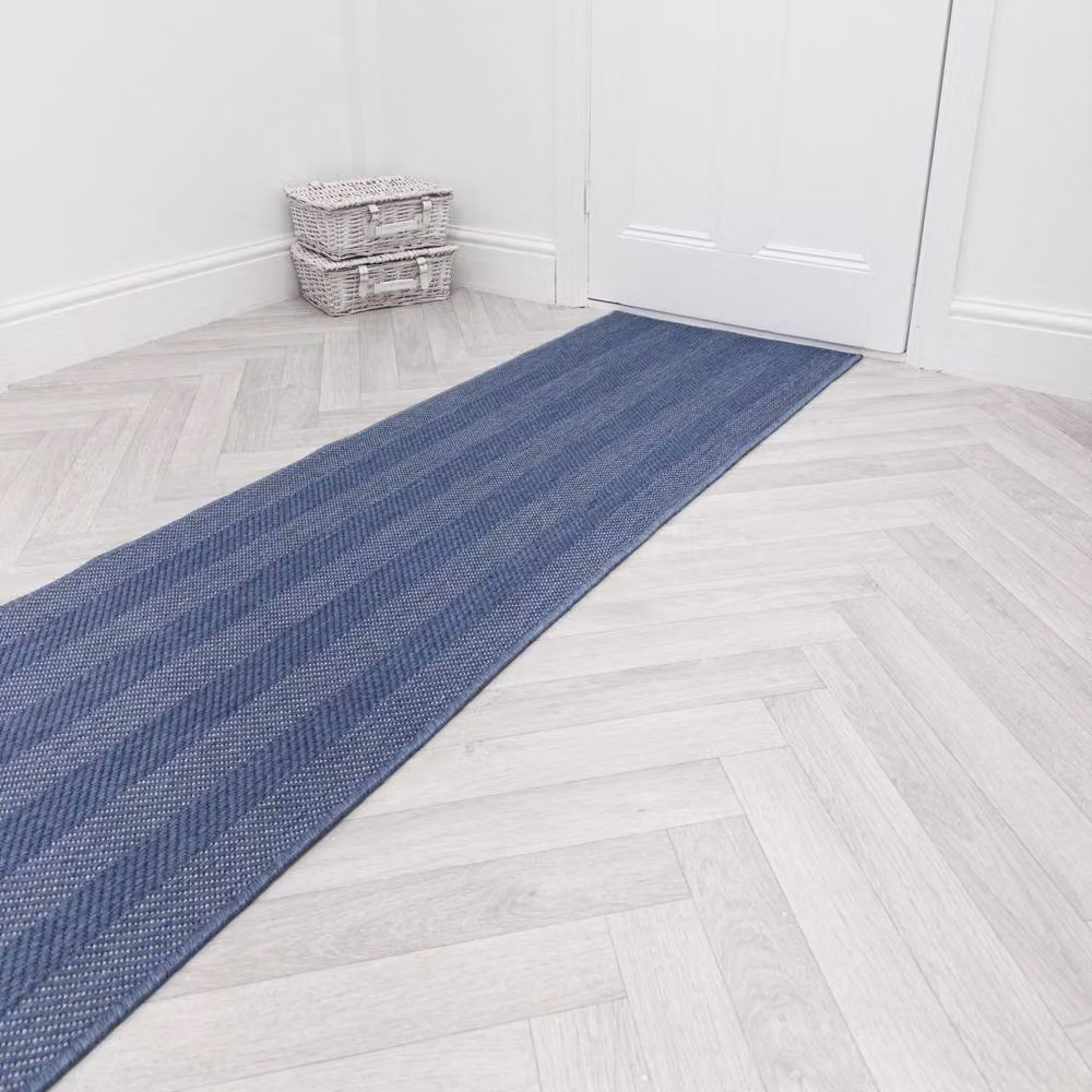 runrug Stripes Blue Reversible Indoor/Outdoor Carpet Runner, W: 60 cm, L: 300 cm – 4