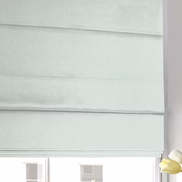 Terrys Made to Measure Blackout Roman Blind in Plain Blue and Grey Textile