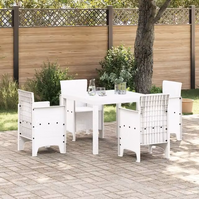 Berkfield Home 5 Piece White Poly Rattan Garden Dining Set