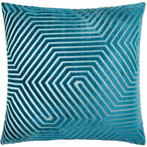 Paoletti Evoke Square Velvet Cushion in Petrol Blue, W/D/H: 55 x 55 x 5 cm – 1