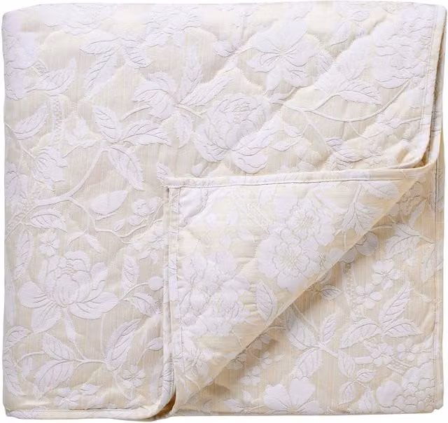 Sanderson Pyramus Quilted Jacquard Throw in Beige and White Linen Blend