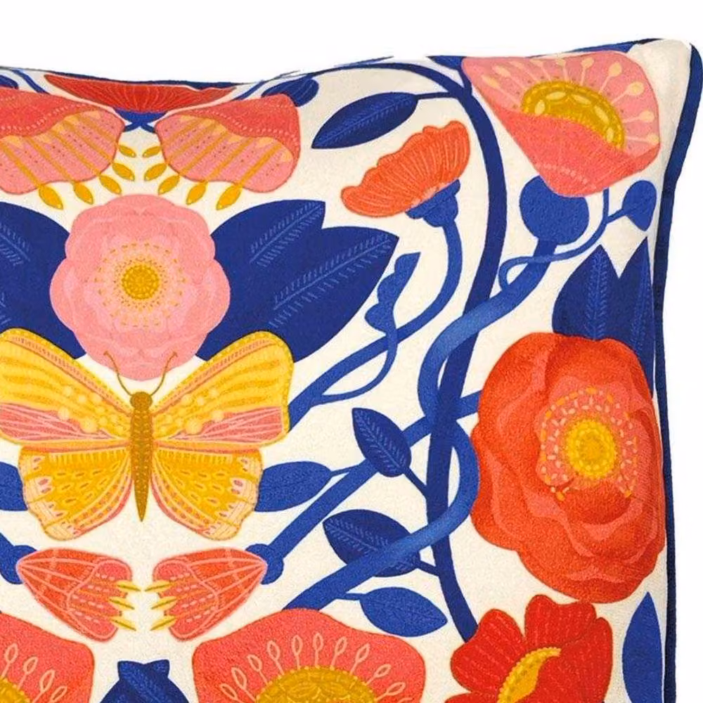 Nina Pace May Floral Red Velvet Filled Square Cushion – 2