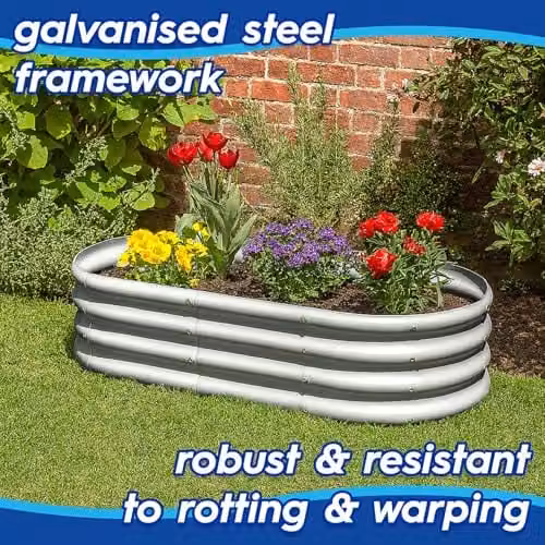 Harbour Housewares Pack of 2 Raised Garden Beds, Green Galvanised Steel Bottomless Planter Boxes, W: 120 cm, D: 60 cm, H: 30 cm – 2