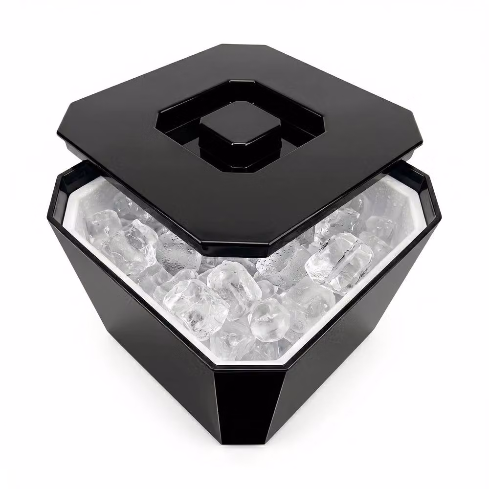 Chabrias Ltd Black Insulated Ice Bucket with Lid and Drainage Liner, 6 l – 10