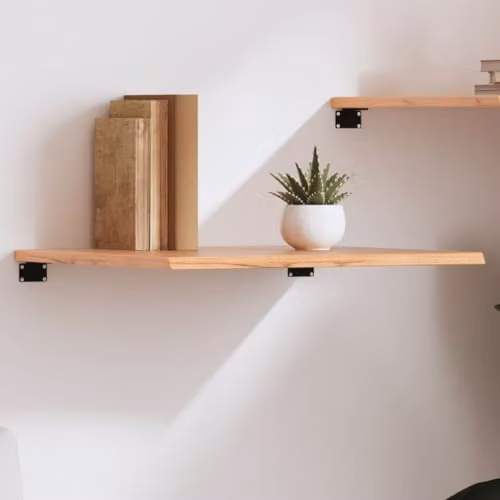 vidaXL Wall Mounted Oak Wood Shelf, Brown, W: 60 cm, D: 60 cm, H: 2 cm – 2
