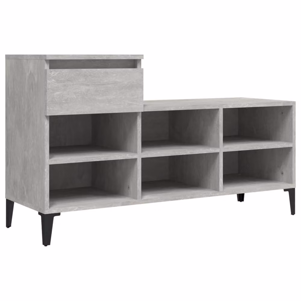 Berkfield Home Concrete Grey Shoe Cabinet with Integrated Seat, W/D/H: 102 x 36 x 60 cm – 2