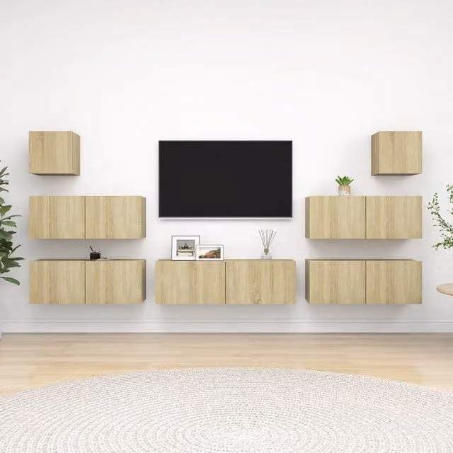 Berkfield Home 7 Piece Modern Sonoma Oak TV Cabinet Set in Brown