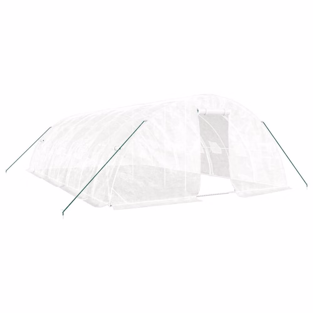 Berkfield Home Freestanding Steel Frame Greenhouse in White, W/D/H: 8 x 5 x 2.3 m – 2