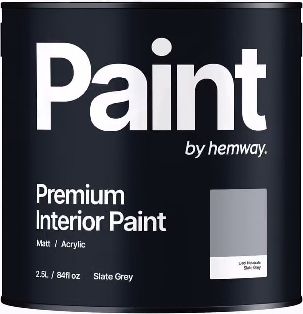 Hemway Matt Acrylic Dispersion Interior Paint, Grey, 2.5 l