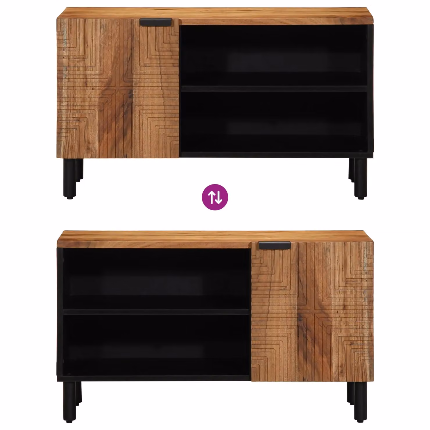 Berkfield Home Industrial TV Cabinet in Brown Solid Acacia Wood, W/D/H: 80 x 31.5 x 46 cm – 6