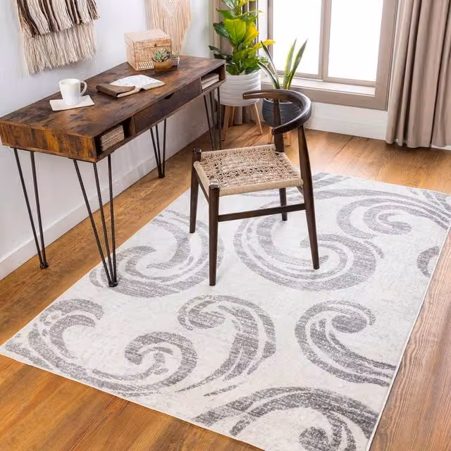 Livabliss Pisa Modern Abstract Rug in Grey, White and Black, W: 150 cm, L: 210 cm