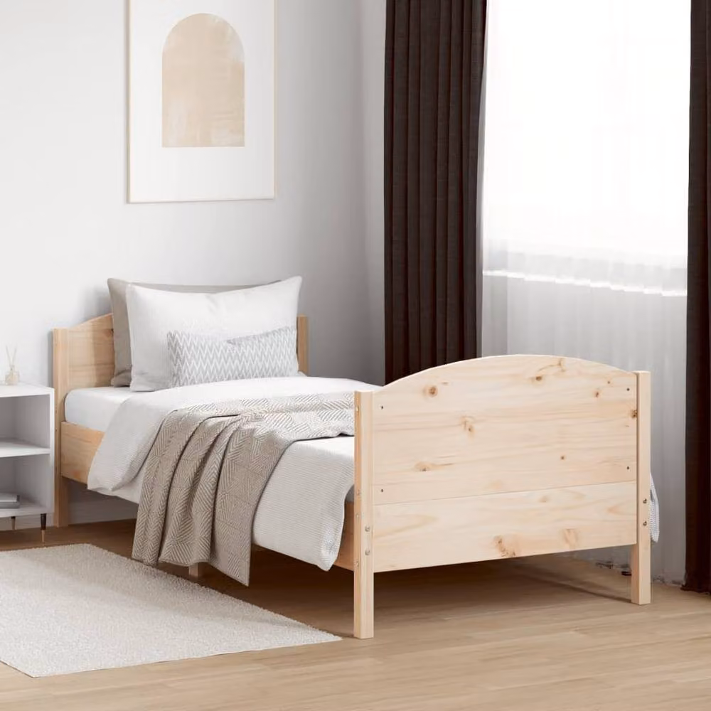 Berkfield Home Small Single Solid Wood Pine Bed Frame in Light Oak Brown, W: 75 cm, L: 190 cm – 2