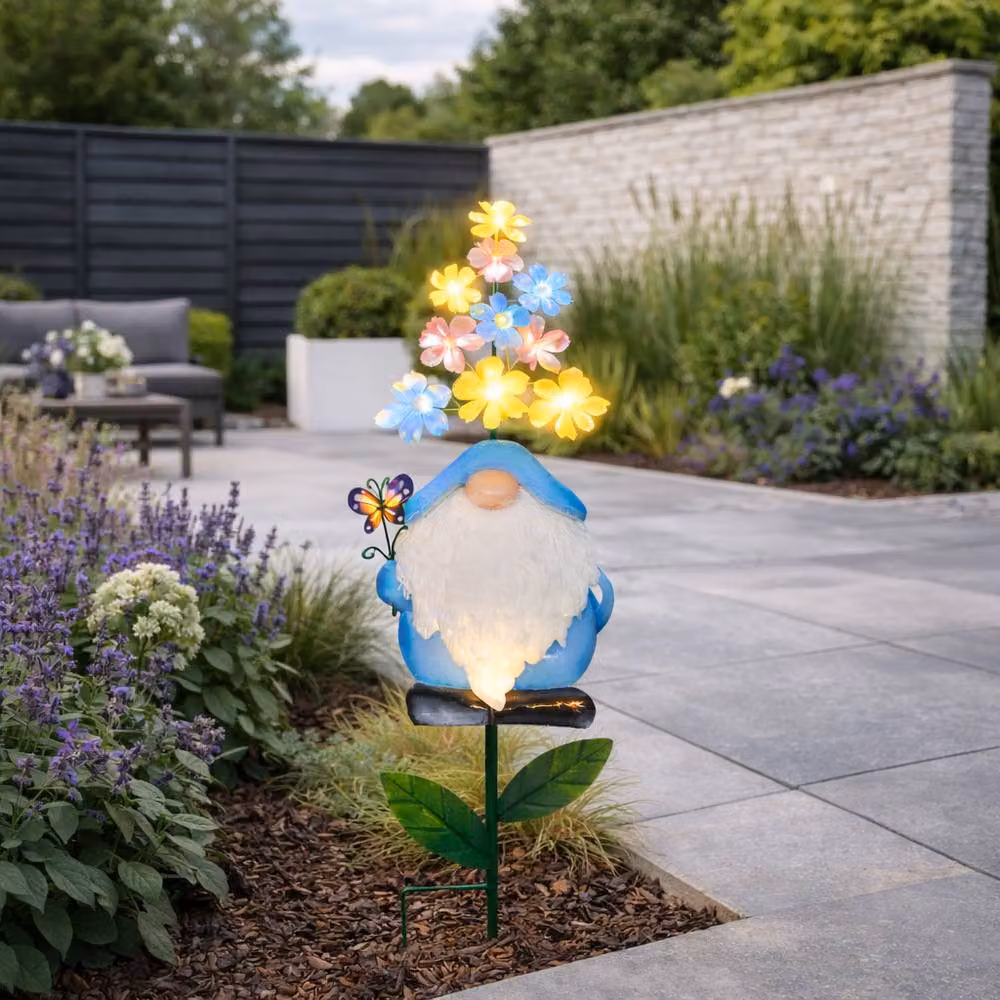 Gardenwize Solar Powered Blue Gnome Decorative Stake Light with LEDs – 3