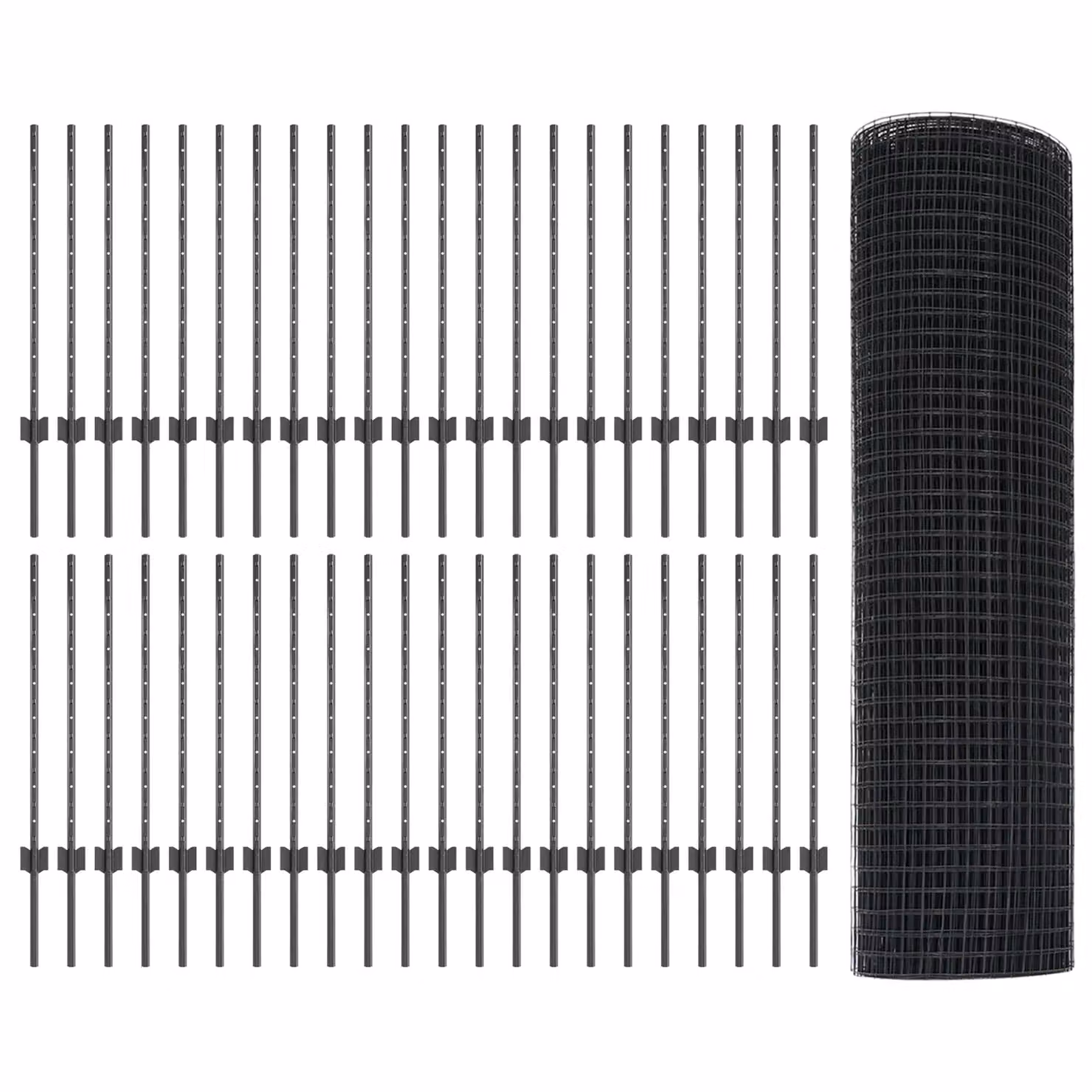 Berkfield Home Grey Powder-Coated Steel Welded Wire Fence with 44 U-Profile Posts – 3