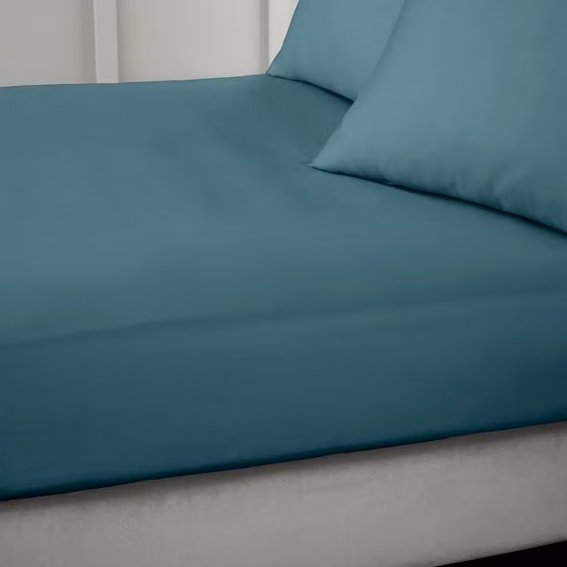 Bianca 400 Thread Count Cotton Sateen Fitted Sheet in Petrol Green