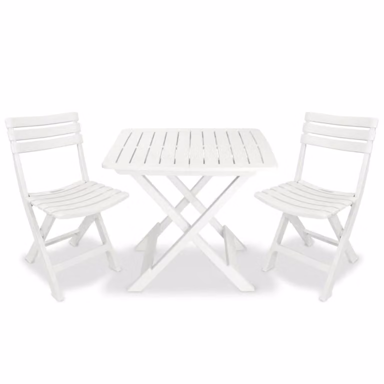 Berkfield Home 3 Piece Folding Bistro Set in White Plastic