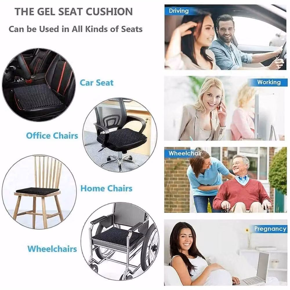 Kelvenix Large Ergonomic Gel Honeycomb Seat Comfort Cushion in Black, W: 100 cm x L: 190 cm – 4