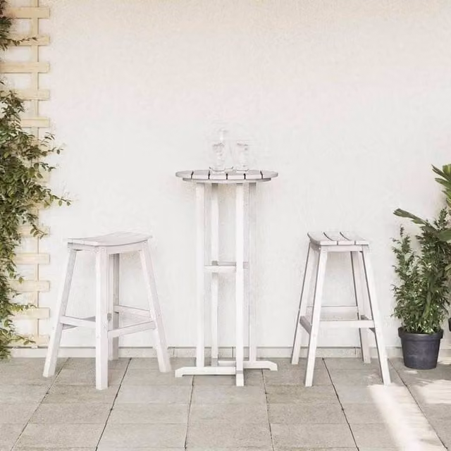 Berkfield Home Elegant Bar Stools, Set of 2, White HDPE and Wood