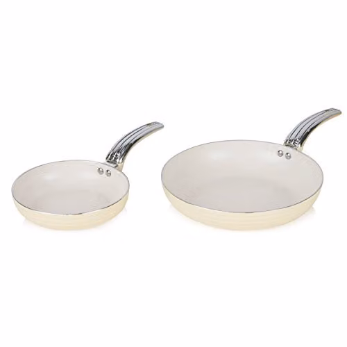 Swan Retro SWPS5020CN 5 Piece Aluminium Pan Set with Glass Lids and Non-Stick Ceramic Coating, Cream/Beige