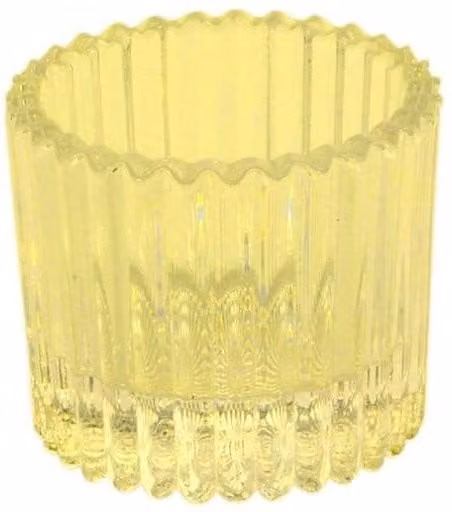 KDMD Yellow Ribbed Glass Tealight Holder, 10 Pack, Diameter: 4.5 cm