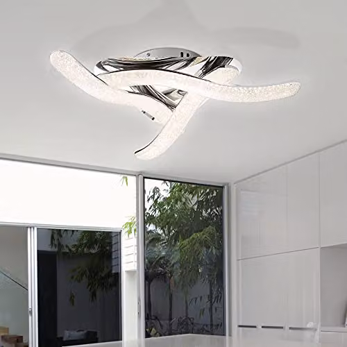 Netlighting Nabro Integrated LED Semi Flush Ceiling Light in Chrome and Grey, W/D/H: 54 x 54 x 13 cm – 3