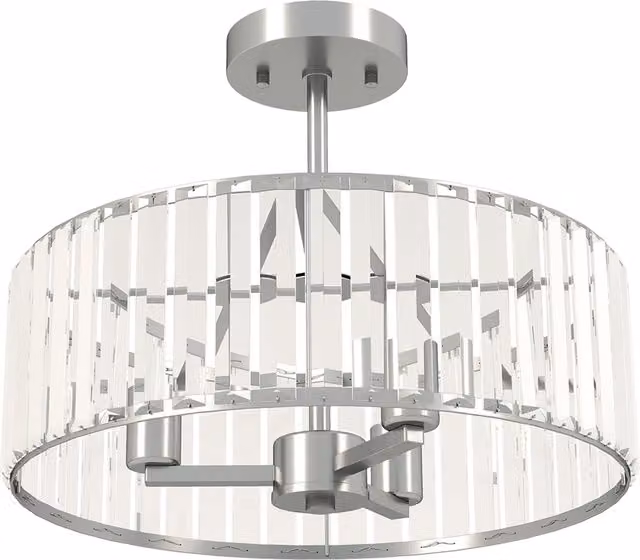HOMCOM Silver Crystal Semi Flush Mount Ceiling Light Fixture with 3-Light E14 Base – 1