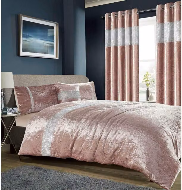 NewEdgeBlinds Pink Velvet Duvet Cover, W: 180 cm x L: 200 cm
