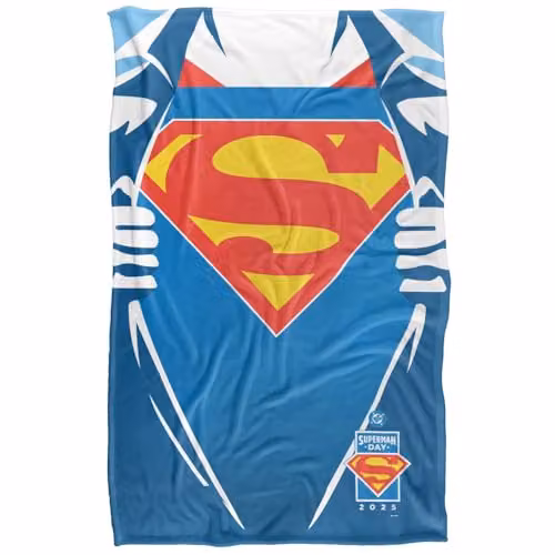 Warner Bros. Superman Day 2025 Chest Logo Super Soft Fleece Throw Blanket, Multicolour, W/D/H: 91 x 147 cm
