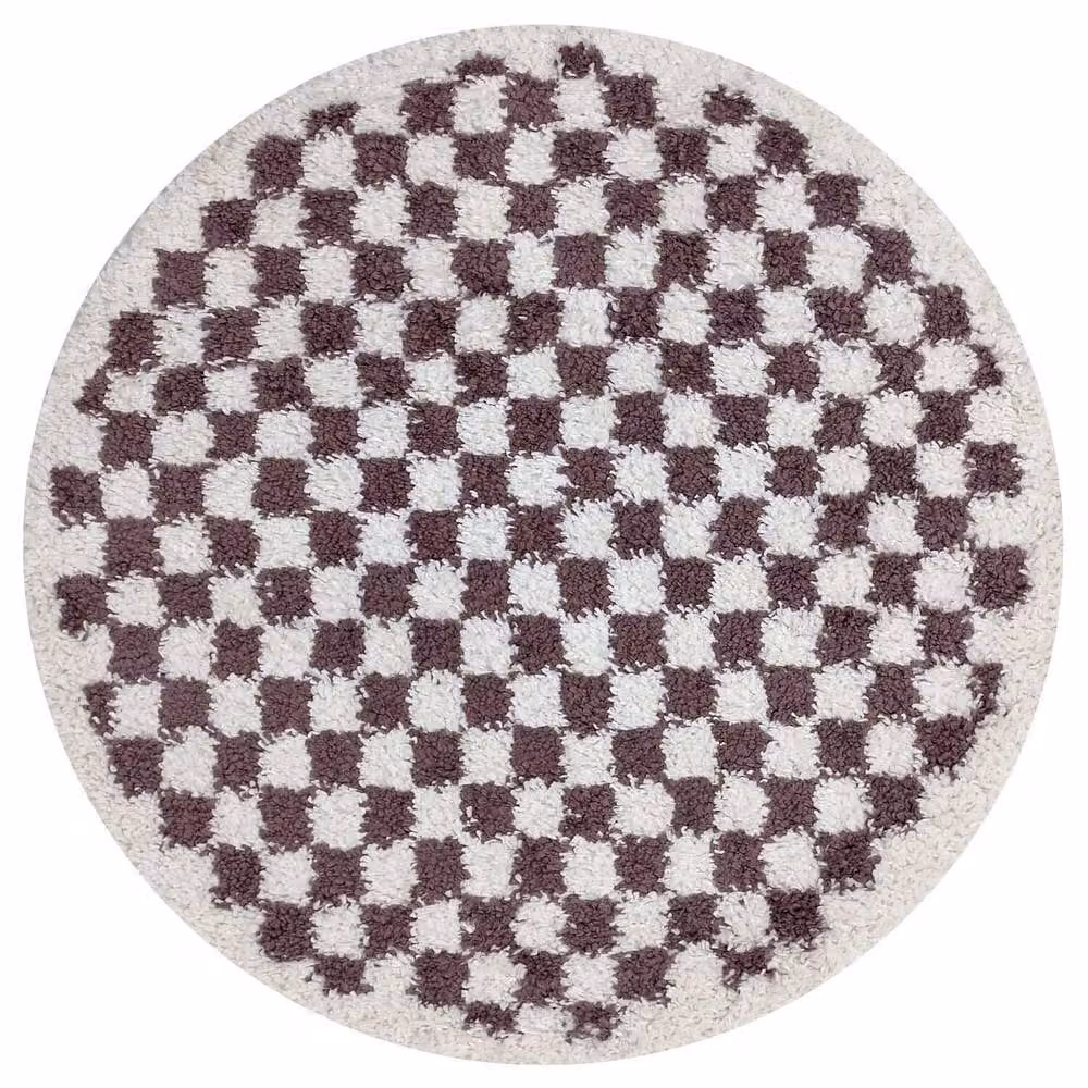 THE RUGS Moodi Purple Chequered Shaggy High Pile Living Room Rug, W: 120 cm, L: 170 cm – 8