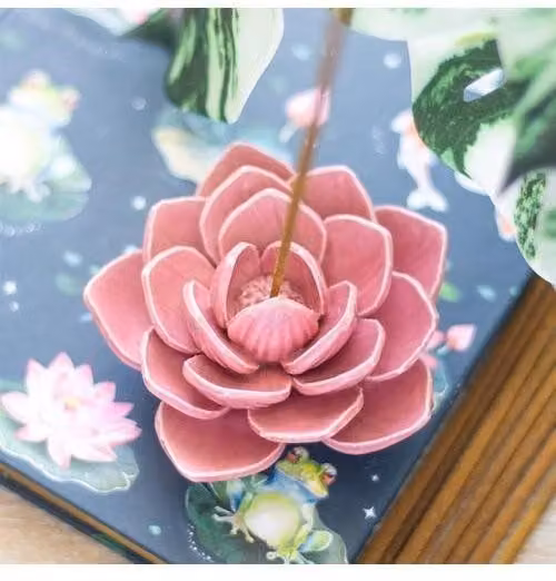 KDMD Pink Ceramic Water Lily Incense Stick Holder – 1