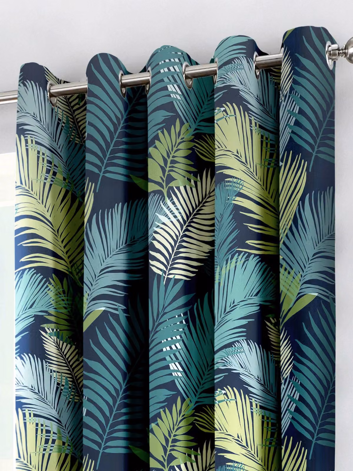 Fusion Tropical Exotic Palm Leaf Print 100% Cotton Eyelet Curtains, Multicolour, Width: 168 cm, Drop: 183 cm – 2
