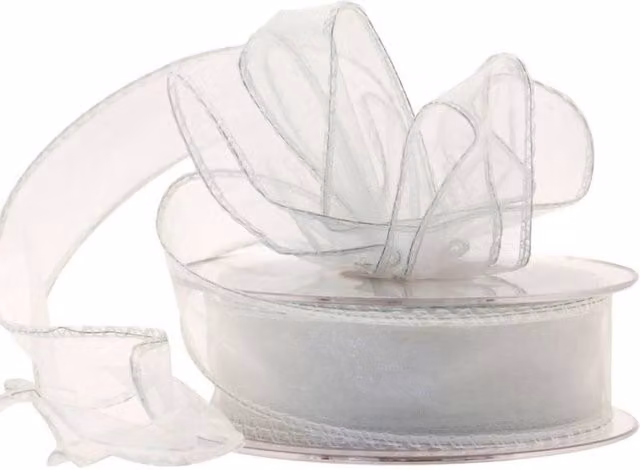 KDMD Ivory Wired Chiffon Ribbon 2 Pack