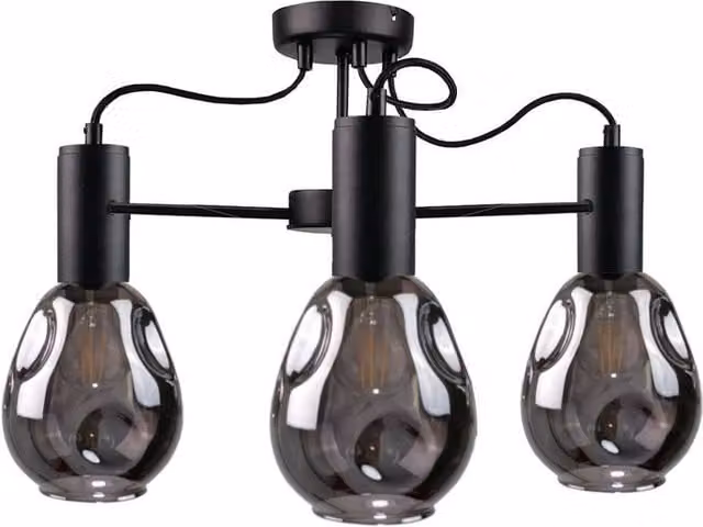 Netlighting Kari Multi Arm Semi Flush Ceiling Light in Black, 60cm, 3x E27