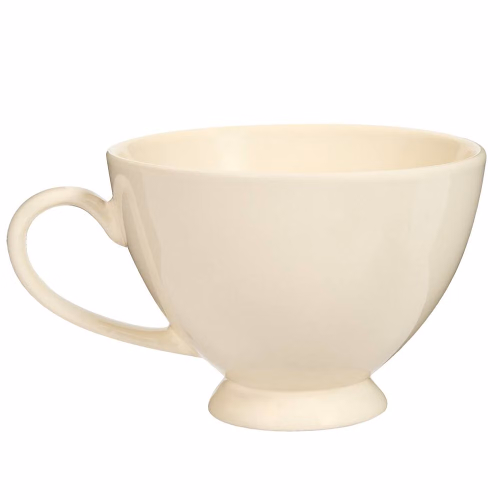Dibor Montmartre Set of 4 Large White and Beige Ceramic Tea Cups and Coffee Mugs – 2