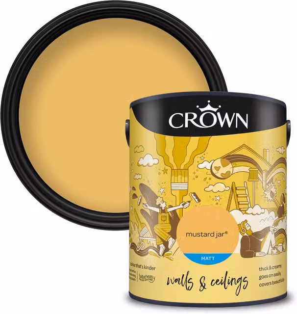 Crown Paints Matt Emulsion Mustard Jar, 5 l