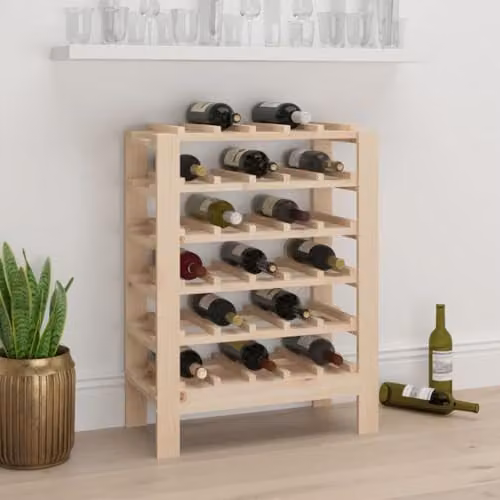 vidaXL Wine Rack in Brown Solid Pine Wood, W/D/H: 61.5 x 30 x 82 cm – 2