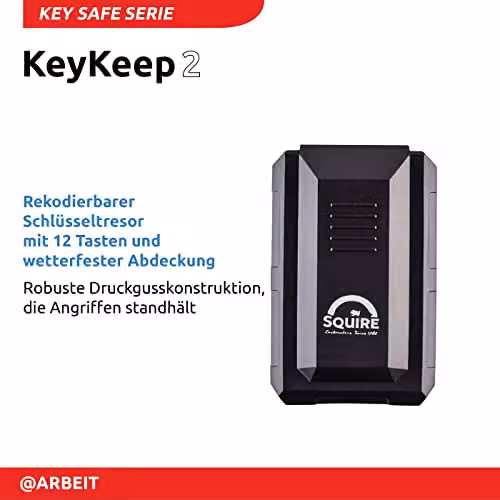Squire Key Keep2 Key Safe Box with Push Button Combination Lock, Black, Wall Mounted – 2