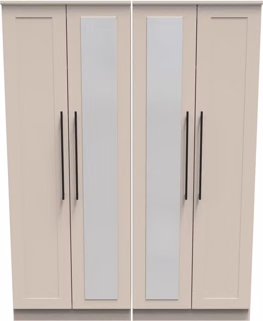 2 U Howard Tall 4 Door Wardrobe with 2 Centre Mirrors in Taupe