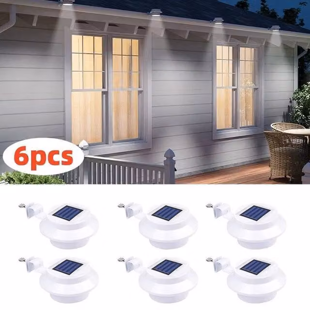 PAWNORA 6-Piece Solar Powered LED Gutter Lights in White – 1