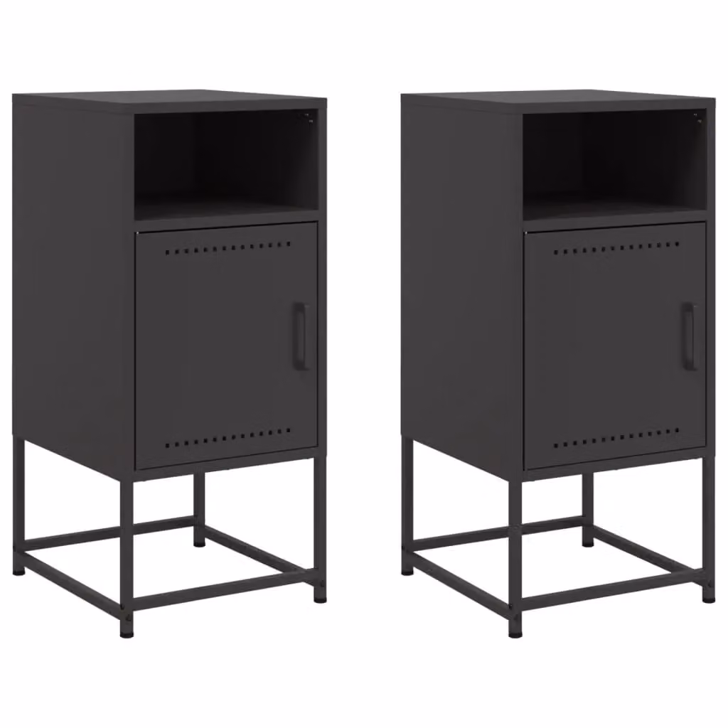 Berkfield Home Set of 2 Industrial Black Steel Bedside Cabinets, W/D/H: 36 x 39 x 78 cm – 2