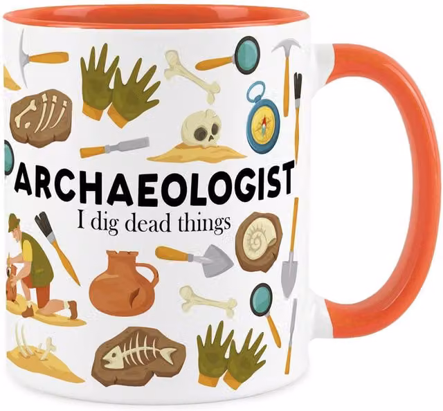 Purely Home Novelty Archaeologist Ceramic Mug in Orange