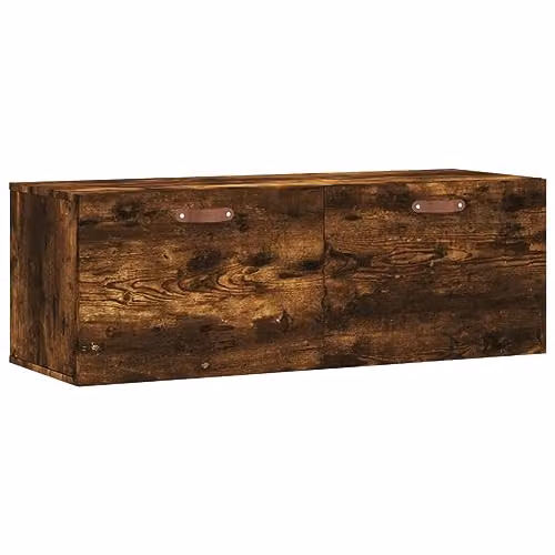vidaXL Wall Cabinet in Smoked Oak, W: 100 cm, D: 36.5 cm, H: 35 cm