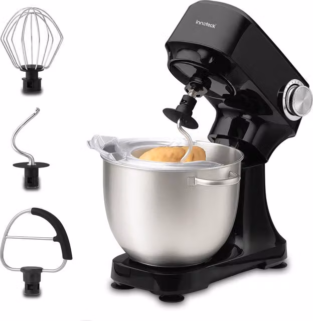 Innoteck 4.5L Stand Mixer with 12 Speed Controls and 600W Motor, Black