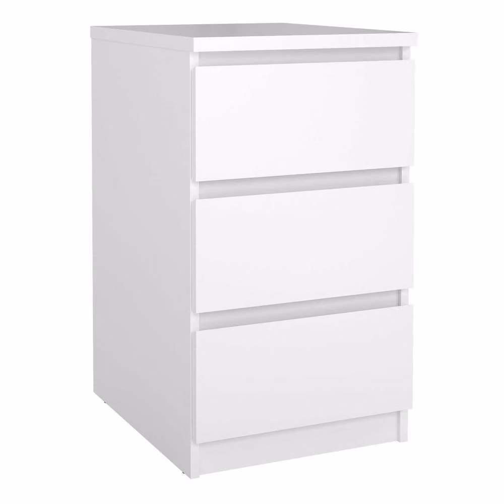 Wyld Haus Budapest White Gloss 3 Drawer Bedside Table – 2