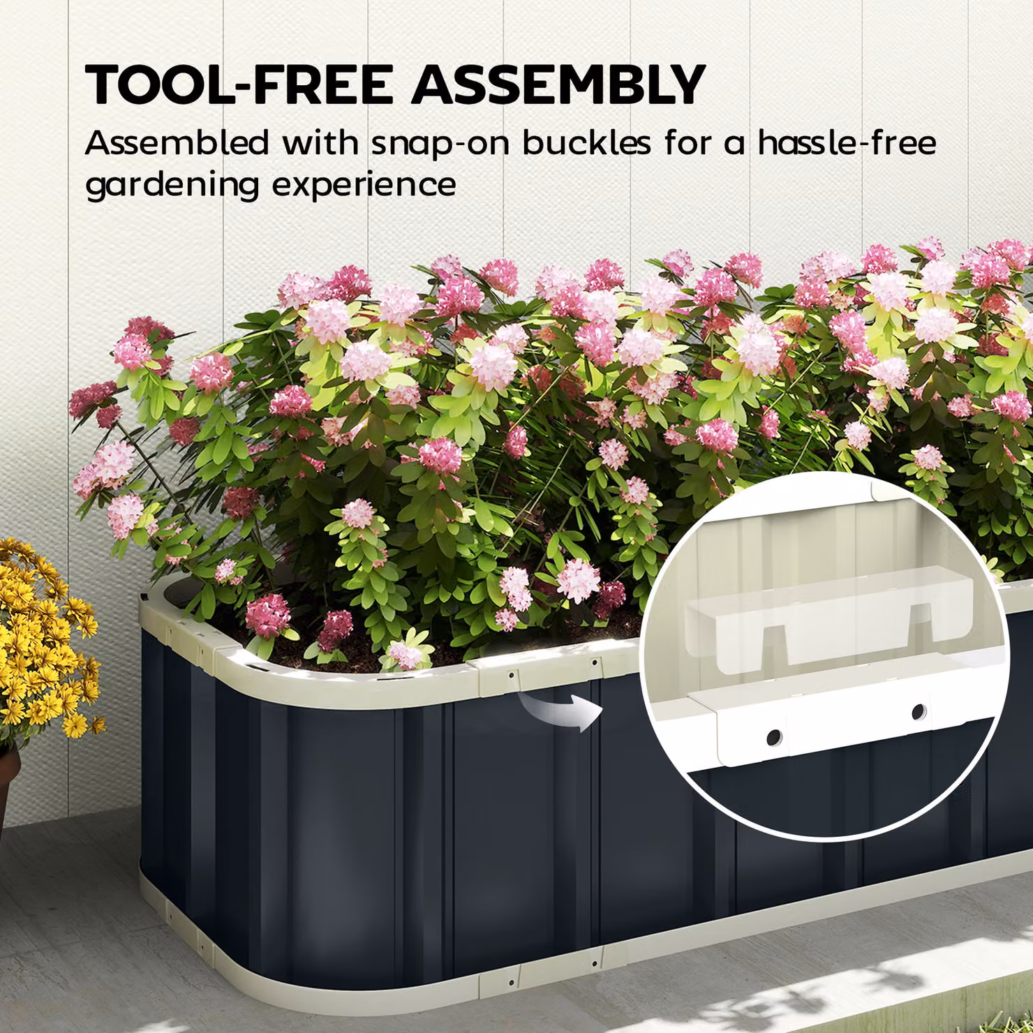 Outsunny Galvanised Steel Raised Garden Bed in Dark Grey, W: 137.16 cm, D: 60.96 cm, H: 60.96 cm – 5
