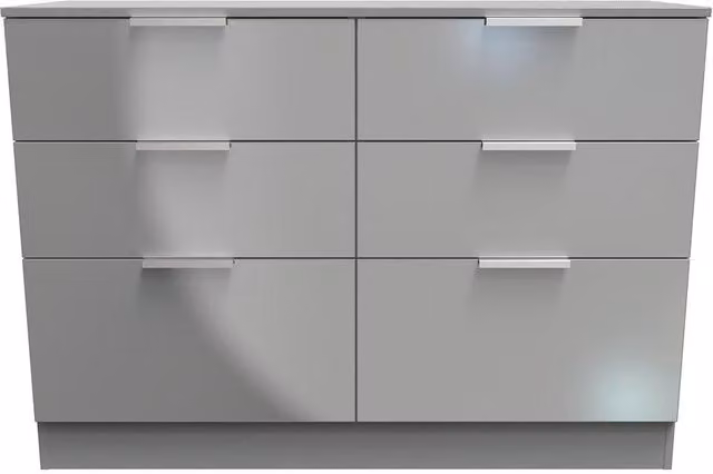 Ready Assembled 2 U Dover 6 Drawer Wide Chest in Dark Grey