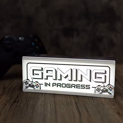 Echo Three Gaming In Progress LED Light Up Sign in White and Black – 5